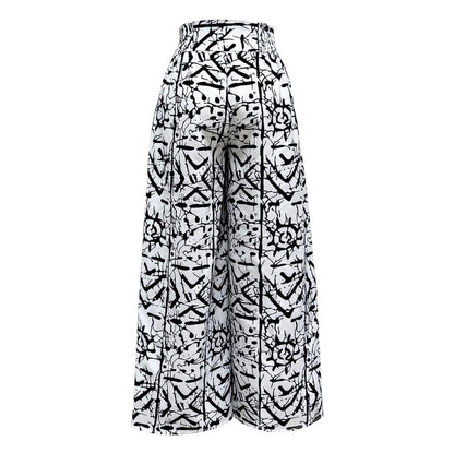 Women’s Random Print Casual Pants – Lightweight Loose Fit Trousers for Everyday Comfort and Style