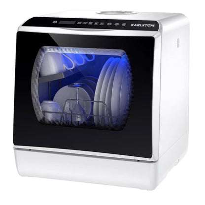 Karlxtom Table Top Dishwasher 6 Programs Mini Dishwasher with Touch Control, Auto-drying, Baby Care & Fruit Wash, Perfect for Small Families, Couples