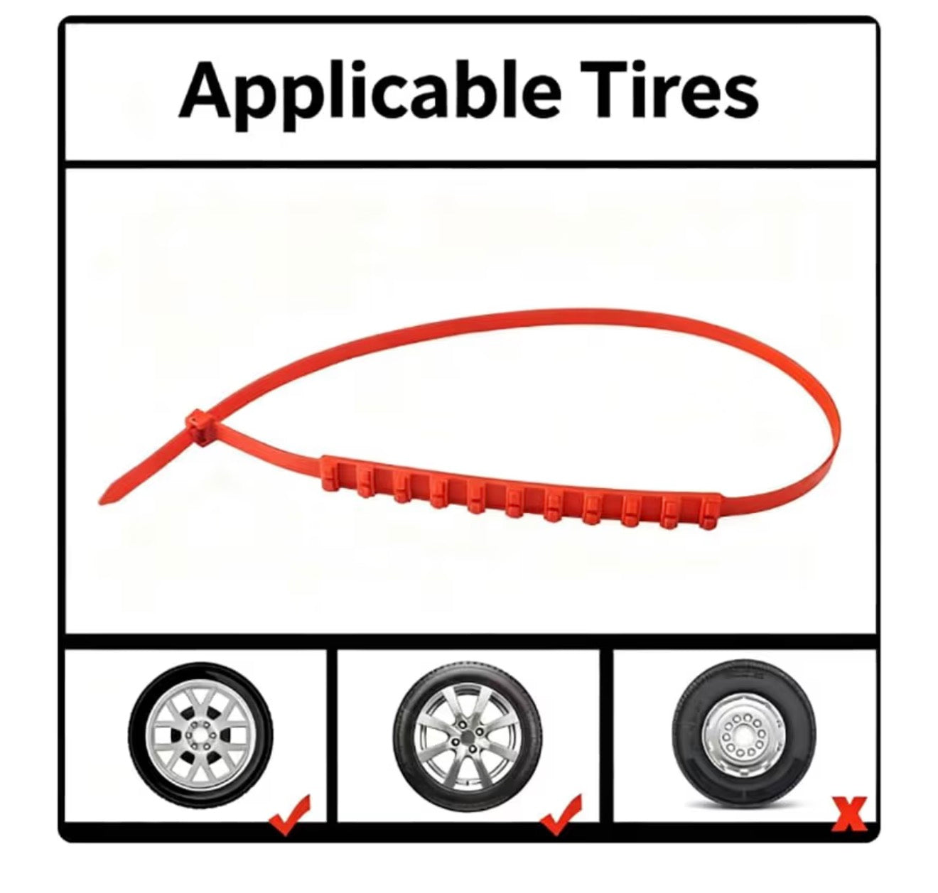 Peziang Emergency Snow Chain, Universal Snow Tie, Tire snow chains Nylon Snow Chains, All-Road Snow Chains Ties -Reusable for All Vehicles, Snow Mud Chains Tire Width 145mm-295mm (10Pcs)