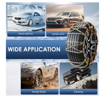 Ninonly Snow Chains for Cars 6PCS Universal Snow Chains Emergency Traction Tire Chains All Season for Vehicle Car Truck SUV fit Tyre Width 195mm-265mm for Mud,Sand, Snow,Ice,Climbing
