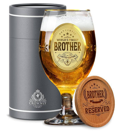 CROWNLY CRYSTAL® Step Dad Birthday Gifts Personalised Beer Glass Fathers Gifts from Daughter Son Pint Engraved Glass