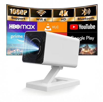 Mini Projector with WIFI 6 and Bluetooth, 4K 1080P Support Portable Projector Movie Auto Keystone for Laptop, PC, Smartphone