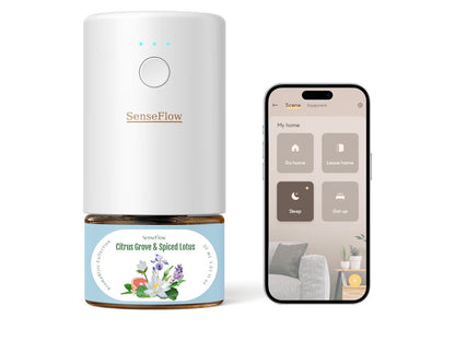 Essential Oil Diffuser Waterless Ultrasonic Smart Wi-Fi SF101S - 100% Plant-Based, LED Light, Adjustable Modes, 100㎡ Covers, 120-Day Scent - Air Freshener & Aromatherapy
