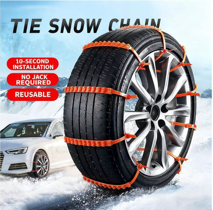 Peziang Emergency Snow Chain, Universal Snow Tie, Tire snow chains Nylon Snow Chains, All-Road Snow Chains Ties -Reusable for All Vehicles, Snow Mud Chains Tire Width 145mm-295mm (10Pcs)