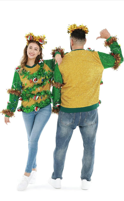 Unisex Men's LED Christmas Jumper Light Up Novelty Rudolph Santa Reindeer Snowflakes Knitted Xmas Tree Ladies Sweater