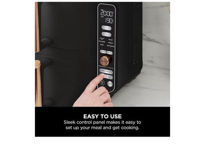 Double Stack XL Air Fryer, Vertical Dual Drawer Air Fryer with 4 cooking levels, 2 Drawers & 2 Racks, Space Saving Design, 9.5L Capacity, 6 Cooking Functions, 8 Portions, Copper Black SL400UKCP