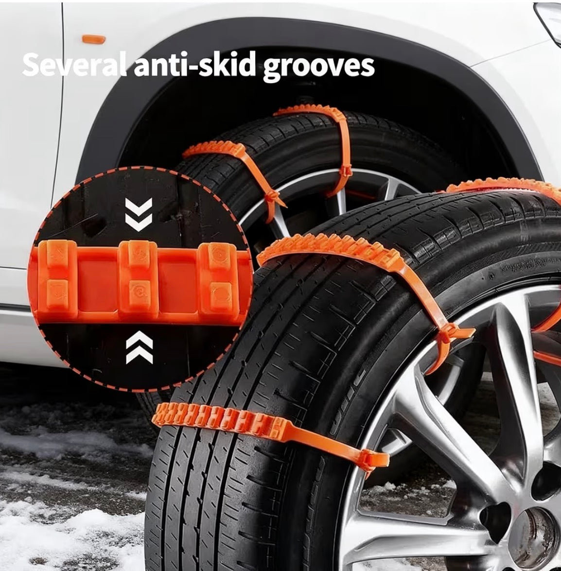 Peziang Emergency Snow Chain, Universal Snow Tie, Tire snow chains Nylon Snow Chains, All-Road Snow Chains Ties -Reusable for All Vehicles, Snow Mud Chains Tire Width 145mm-295mm (10Pcs)