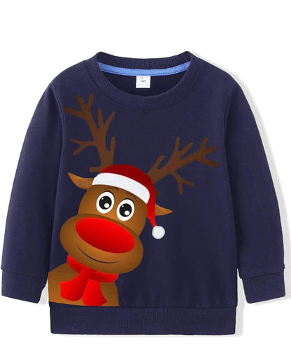 LXKA Boys Kids Christmas Jumper Sweatshirt Xmas Jumpers Reindeer Snowmen Santa Long Sleeve Tops Cotton T-Shirts Toddler Crew Neck Casual Winter Clothes Age 1-7 Years