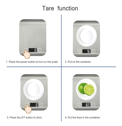 HomeFashion 5kg 1g 11lb Digital Kitchen Scales Food Scale with stainless steel Platform Electronic Cooking Backlit LCD Display Multifunction for Home and Office Use