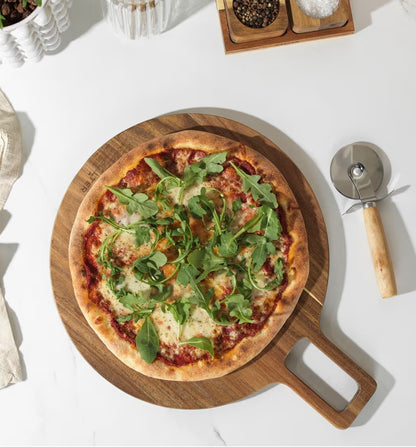 Salter Toronto Kettle, Toaster & Serving Board Set – Kitchen Countertop, 55cm & 60cm Serving Board, Chopping & Pizza Boards, FSC®- Certified Acacia Wood, Wide Slot Toaster, 3kW Rapid Boil, White