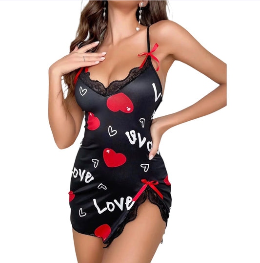 Women’s Floral Slip Nightdress | Lace Trim Deep V Sleepwear