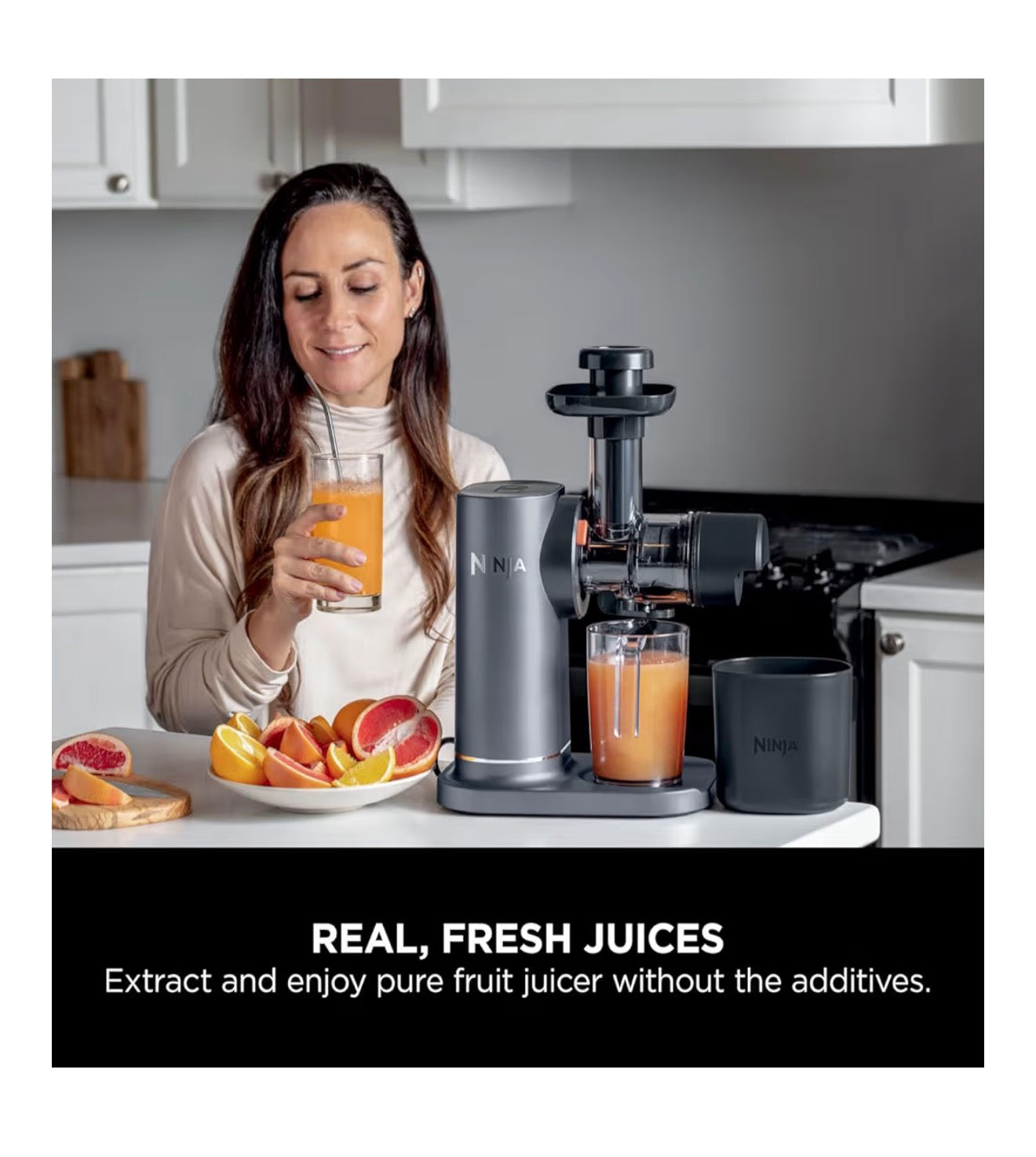 Cold Press Juicer Machine with 700ml Jug & 1.1L Pulp Container, Make Fresh Juices, Drinks & Wellness Shots, Compact, Dishwasher Safe & Removeable Parts, Grey JC151UK