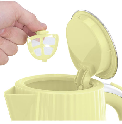 Russell Hobbs Electric Kettle (Hot Water, Tea or Coffee, 1.7L, Push to Open Lid, Perfect Pour Spout, Removable Washable Filter, Illuminated Switch, Chrome Accents, Lemon, 3000W) Eden 27363