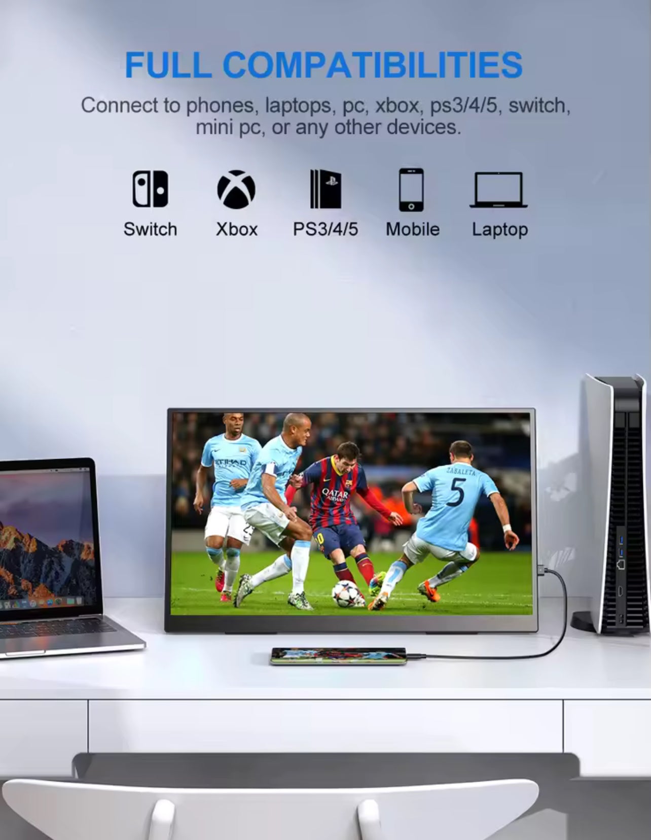 UPERFECT 18.5 Inch Portable Gaming Display – 120Hz IPS, HDMI & USB-C, VESA Adjustable Stand