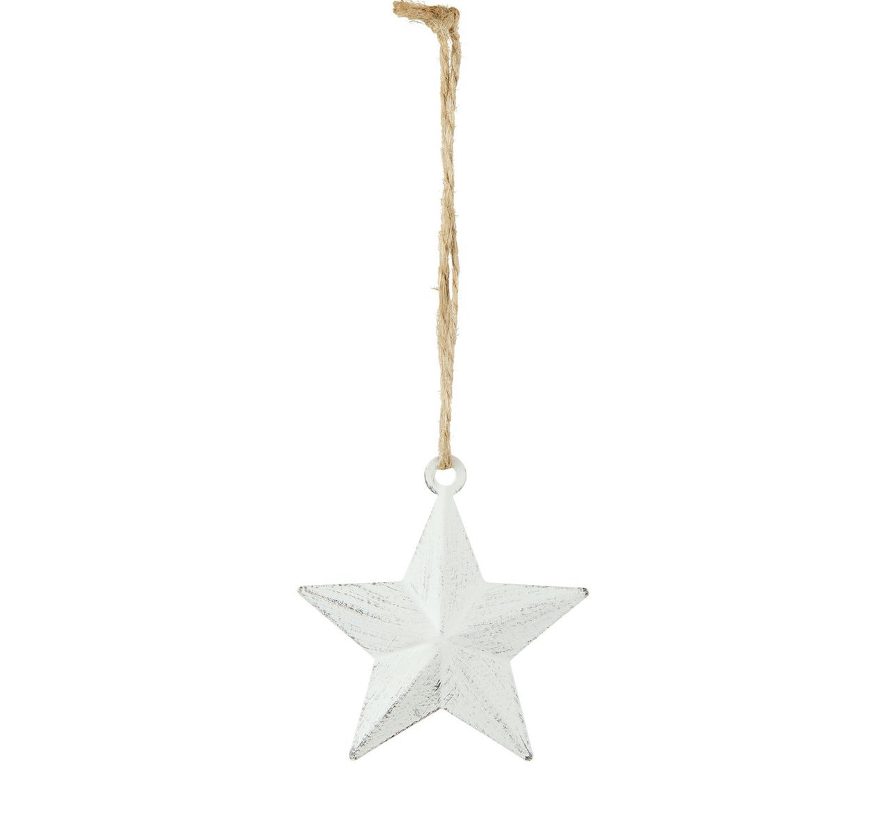 Pack of 6 White Metal Stars Christmas Decoration