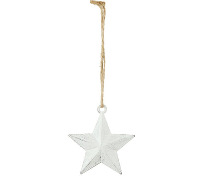 Pack of 6 White Metal Stars Christmas Decoration