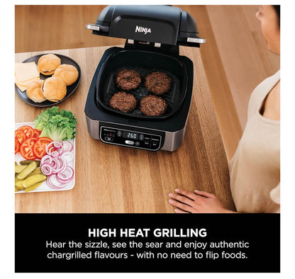 Foodi Health Grill & Air Fryer 5.7L with Cyclonic Air Technology, 5-in-1, Air Fry, Grill, Bake, Roast, Dehydrate, Dishwasher Safe Parts, Cleaning Brush, Black/Silver AG301UK