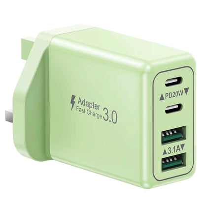 40W 4-Port USB-C Fast Charger Plug UK PD QC Multiport Wall Adapter