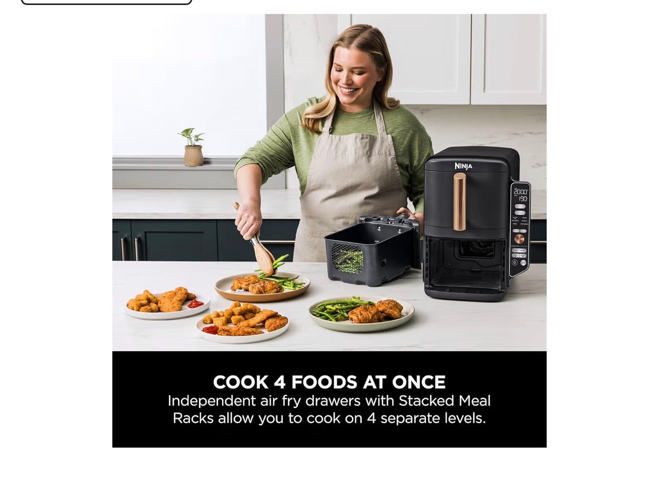 Double Stack XL Air Fryer, Vertical Dual Drawer Air Fryer with 4 cooking levels, 2 Drawers & 2 Racks, Space Saving Design, 9.5L Capacity, 6 Cooking Functions, 8 Portions, Copper Black SL400UKCP
