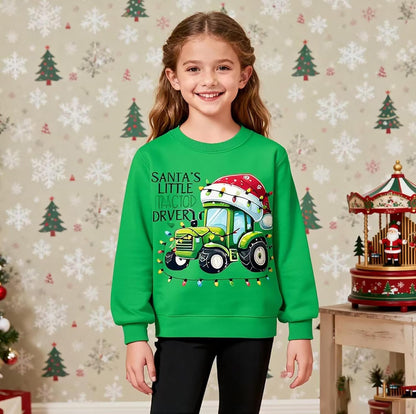 XJUERAA Christmas Sweatshirt for Boys Girls Xmas Jumper Kids Long Sleeve Santa Claus Unisex Tops Reindeer Christmas Car T-Shirts Winter Casual Pullover Children Gift Clothes Age 7-11 Years