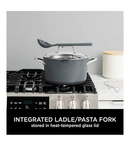 Foodi 8-in-1 PossiblePot with ZEROSTICK, Roasting/Steaming Rack, Strainer, Utensil, Glass Lid, 6.6L, Induction Compatible, Oven Safe to 260°C, Sea Salt Grey CW202GYUK