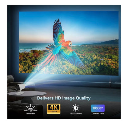 Mini Projector with WIFI 6 and Bluetooth, 4K 1080P Support Portable Projector Movie Auto Keystone for Laptop, PC, Smartphone