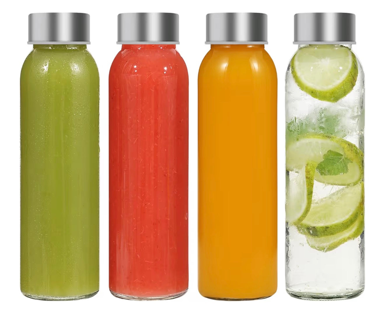 Glass Bottles With Stainless Steel Lids, 300/350/750/1000ML Water Bottles, Leak Proof Reusable Drinking Bottles for Hot Cold Drinks, Work, Gym, Home