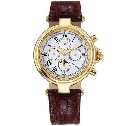 BERNY Retro Automatic Men's Watch Sun&Moon Phase Luminous ST1652 Classic Genuine Leather Luxury Mechanical Men's Dress Watches