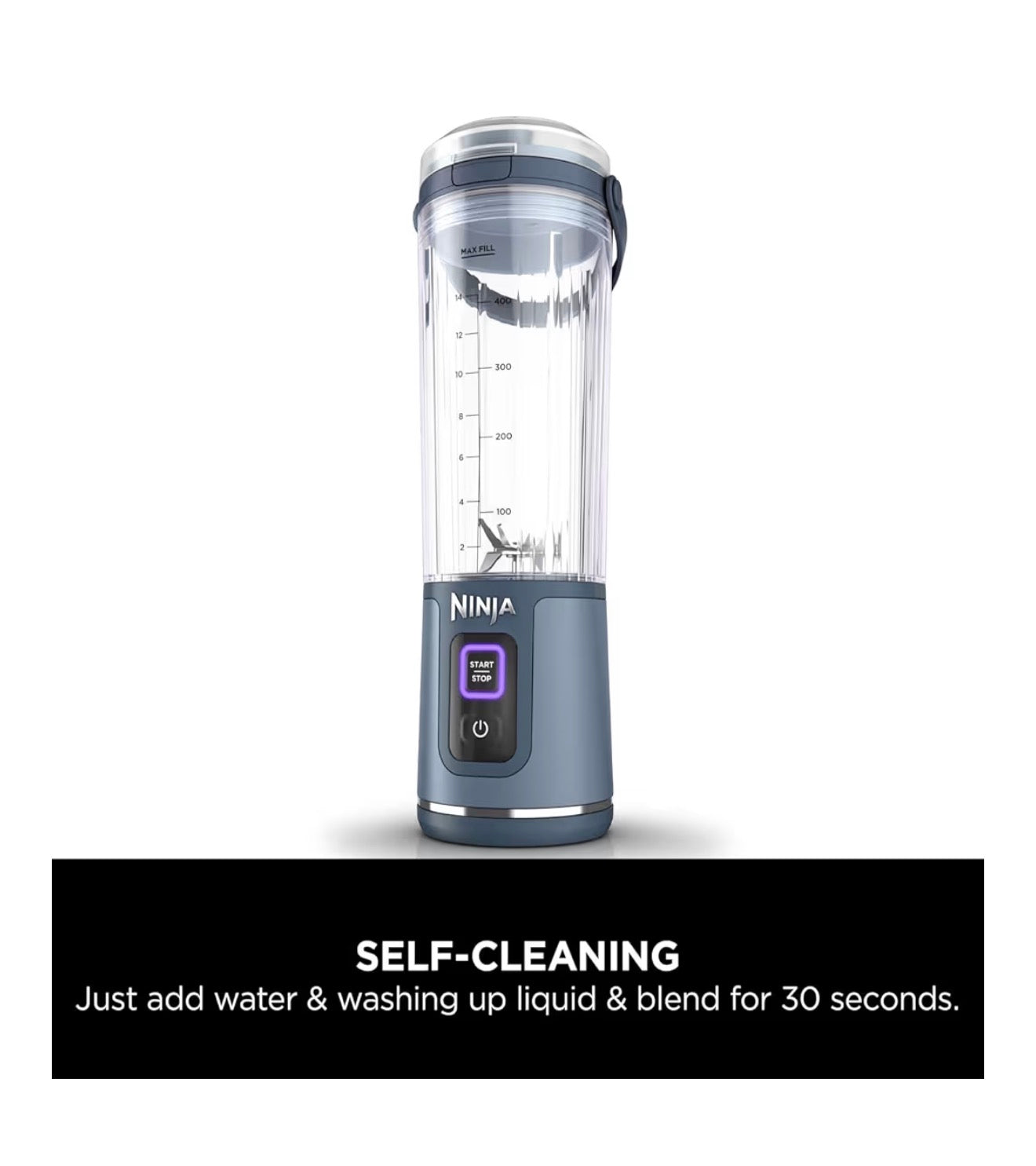 Blast Portable Blender, 530ml, Leakproof Lid & Sip Spout, Powerful Cordless Mini Blender, Rechargeable, Portable Smoothies, Protein Shakes, Blends Ice & Frozen Fruit, Denim Blue, BC151UKNV