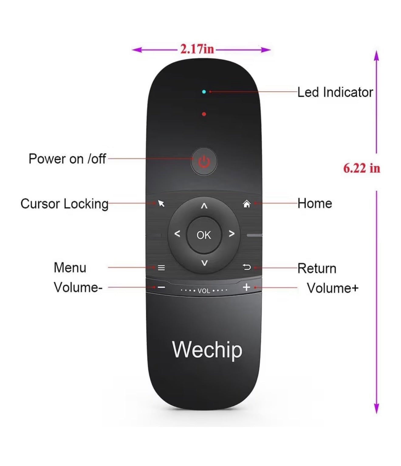WeChip Mini Air Fly Mouse Remote 2.4G Motion Sensing Controller with Keyboard for Android TV Box/PC/TV