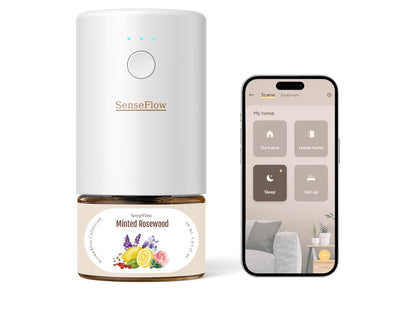 Essential Oil Diffuser Waterless Ultrasonic Smart Wi-Fi SF101S - 100% Plant-Based, LED Light, Adjustable Modes, 100㎡ Covers, 120-Day Scent - Air Freshener & Aromatherapy