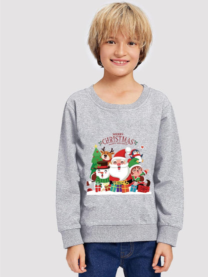 LXKA Boys Kids Christmas Jumper Sweatshirt Xmas Jumpers Reindeer Snowmen Santa Long Sleeve Tops Cotton T-Shirts Toddler Crew Neck Casual Winter Clothes Age 1-7 Years
