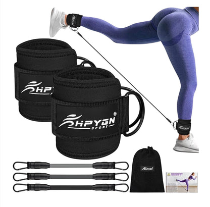 HPYGN Ankle Resistance Bands with Cuffs, Ankle Bands for Working Out, Resistance Bands for Leg Butt Training Gym Equipment for Kickbacks Hip Gluteus Training Exercises, Ankle Strap with Exercise Bands