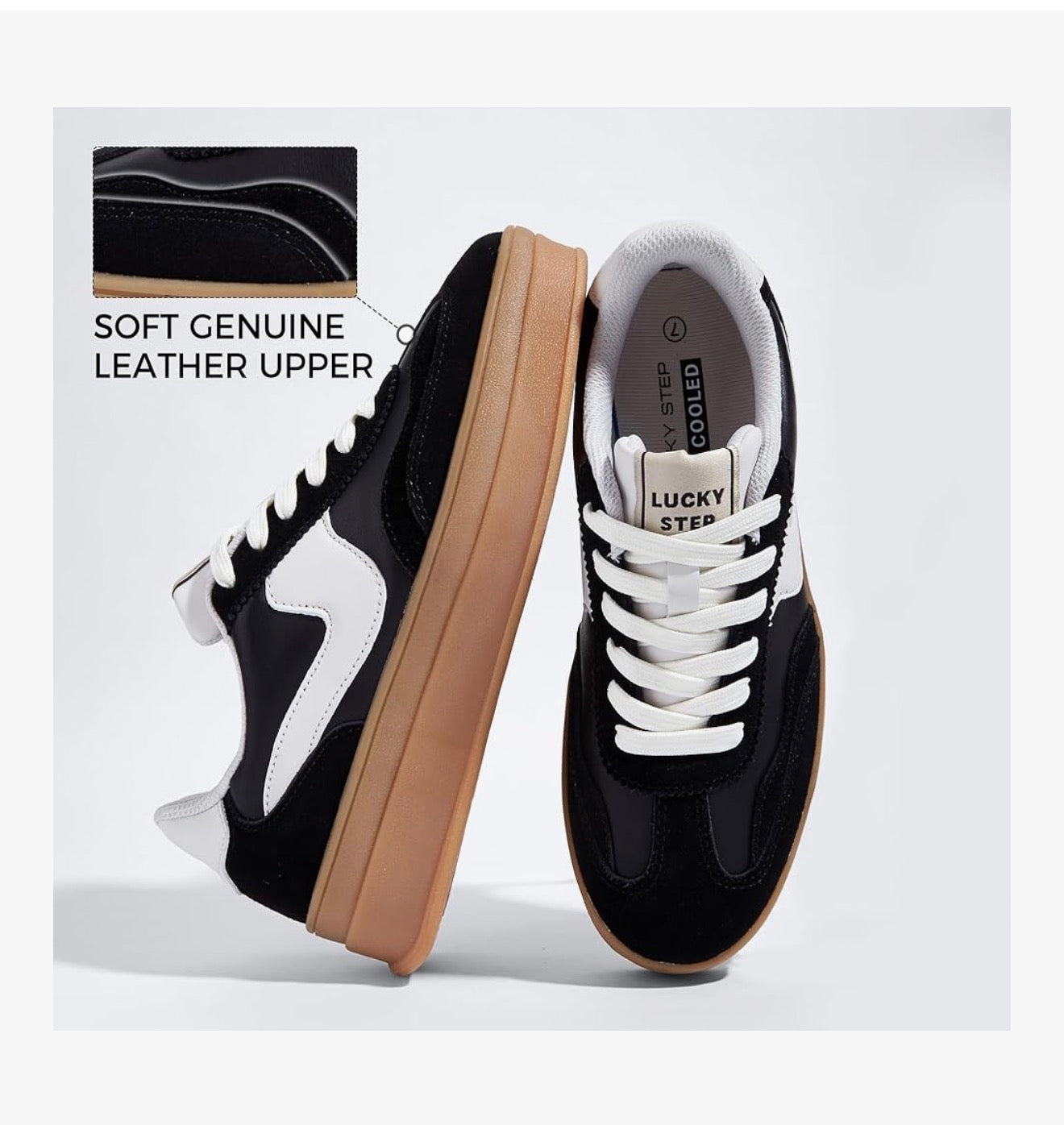 LUCKY STEP Women's Platform Trainers Sneakers Walking Shoes
Comfortable, Fashion, Chunky, Casual, Lace-Up, Stitch Detailing, Everyday, Footwear