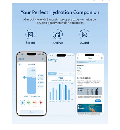 Boost Smart Water Bottle that Reminds You to Drink, 24oz BPA-Free Stainless Steel Vacuum Insulated Bottle, Wide Mouth Water Tracker Bottle with APP, Ideal for Christmas, Thanksgiving Day