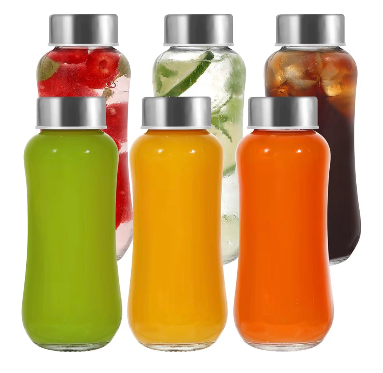 Glass Bottles With Stainless Steel Lids, 300/350/750/1000ML Water Bottles, Leak Proof Reusable Drinking Bottles for Hot Cold Drinks, Work, Gym, Home