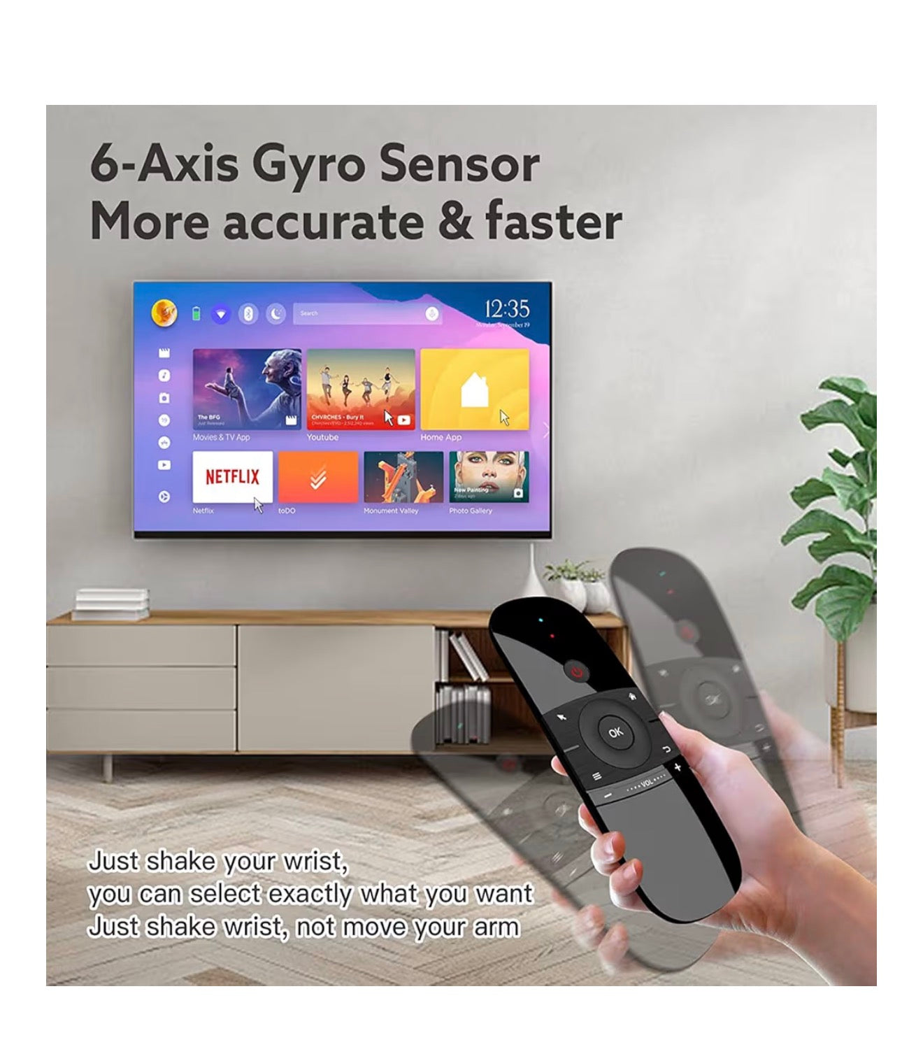WeChip Mini Air Fly Mouse Remote 2.4G Motion Sensing Controller with Keyboard for Android TV Box/PC/TV
