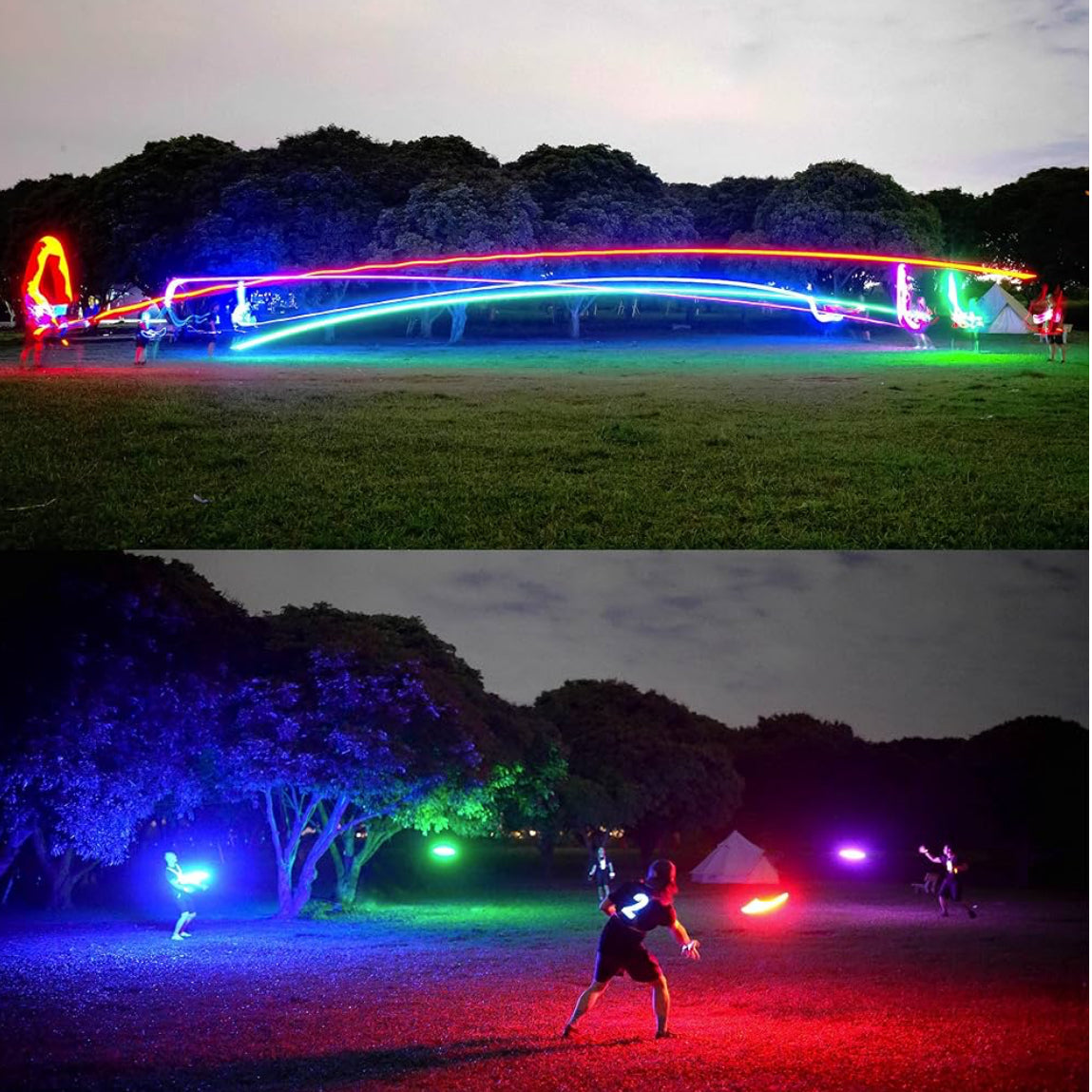 TOSY Flying Disc - 16 Million Color RGB LEDs, Extremely Bright, Smart Modes, Auto Light Up, Rechargeable, Waterproof, Birthday, Camping Gift, 175g Frisbee