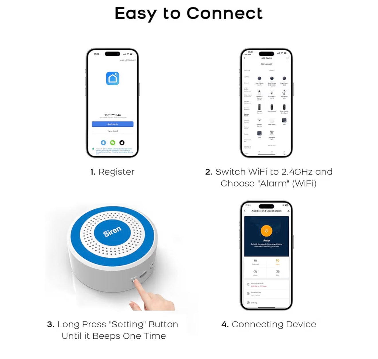Wireless Home Security Systems– No Monthly Fee, App & Smart Voice Control (Alexa & Google), DIY Installation, Loud Siren, Door/Window & Motion Sensors, Compatible with Smart Life & Tuya Apps