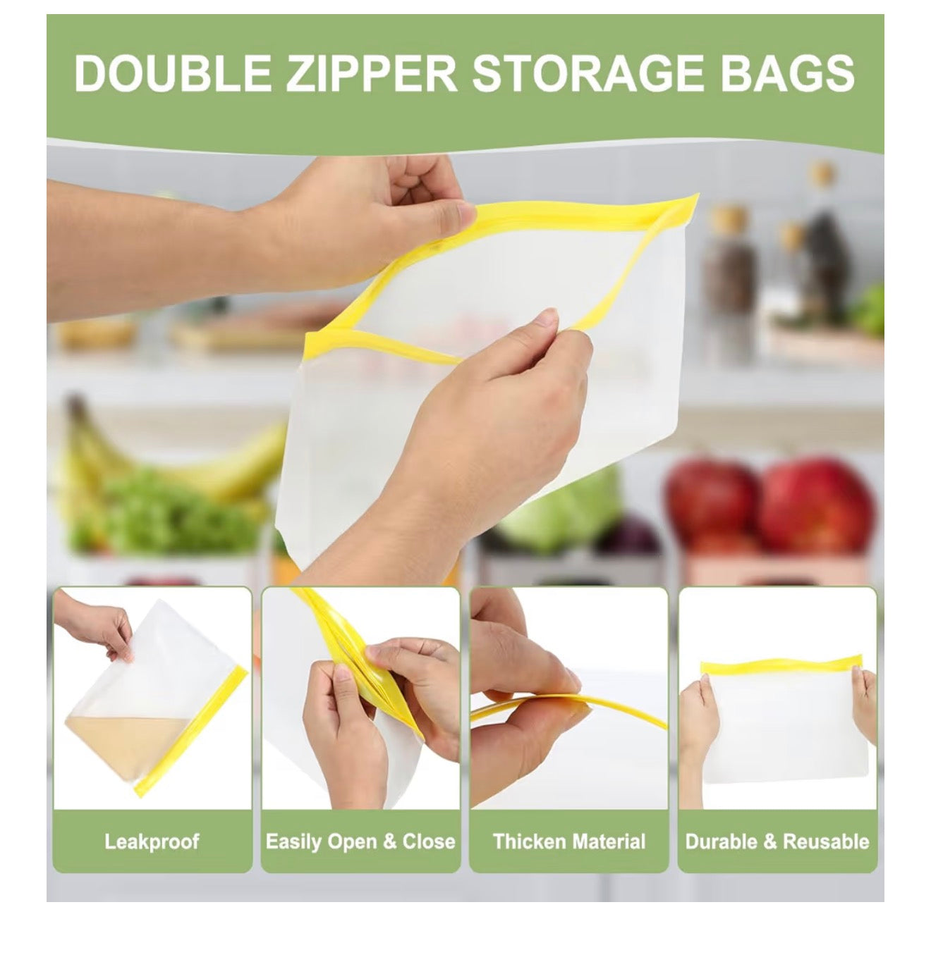 22 Pack Reusable Freezer Bags - Extra Thick Silicone Food Bags for Storage,Stand-up Reusable Food Pouches, BPA Free Ziplock Food Bags for Lunch, Sandwich, Meal Prep, Snack