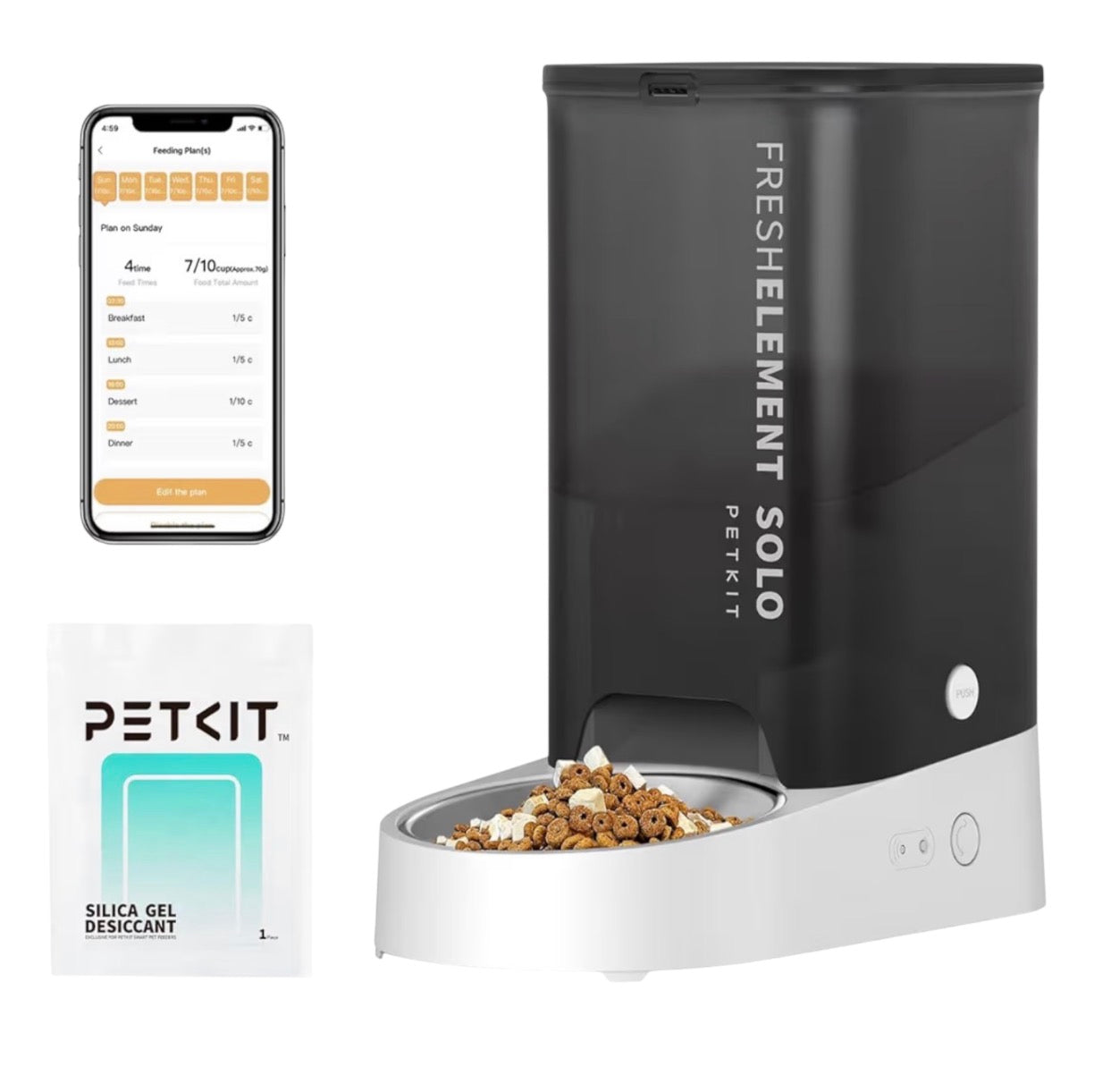 PETKIT Automatic Cat Feeder, 2.4GHz Auto Cat Feeder with App Control 3L, Low Food & Blockage Sensor, 304 Stainless Steel Bowl, Fresh Lock Technology,1-30 Meals/Day Anti-Clog Pet Feeder, White