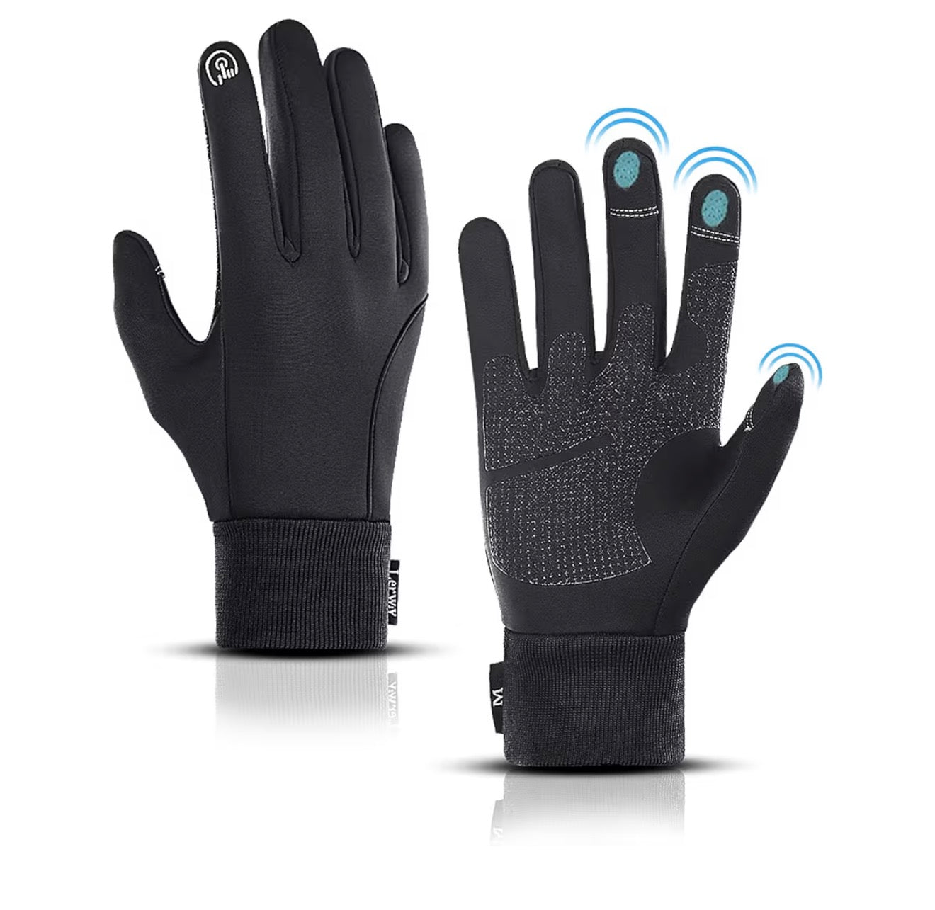 LERWAY Winter Warm Gloves, Touchscreen Gloves Windproof Water-Resistant Thermal Non-slip MTB Gloves Black for Men Women Running Driving Cycling Climbing Hiking Skiing