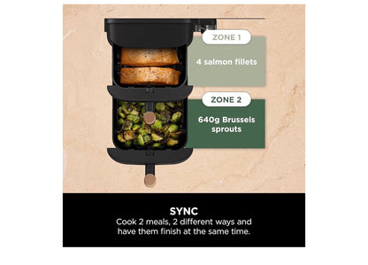 Double Stack XL Air Fryer, Vertical Dual Drawer Air Fryer with 4 cooking levels, 2 Drawers & 2 Racks, Space Saving Design, 9.5L Capacity, 6 Cooking Functions, 8 Portions, Copper Black SL400UKCP