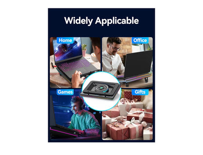 llano RGB Laptop Cooling Pad with Powerful Turbofan Gaming Cooler Radiator with Infinitely Variable Speed, Touch Control, LCD Screen, 3-Port USB Hub, Seal Foam for Notebook Computer 15-19in