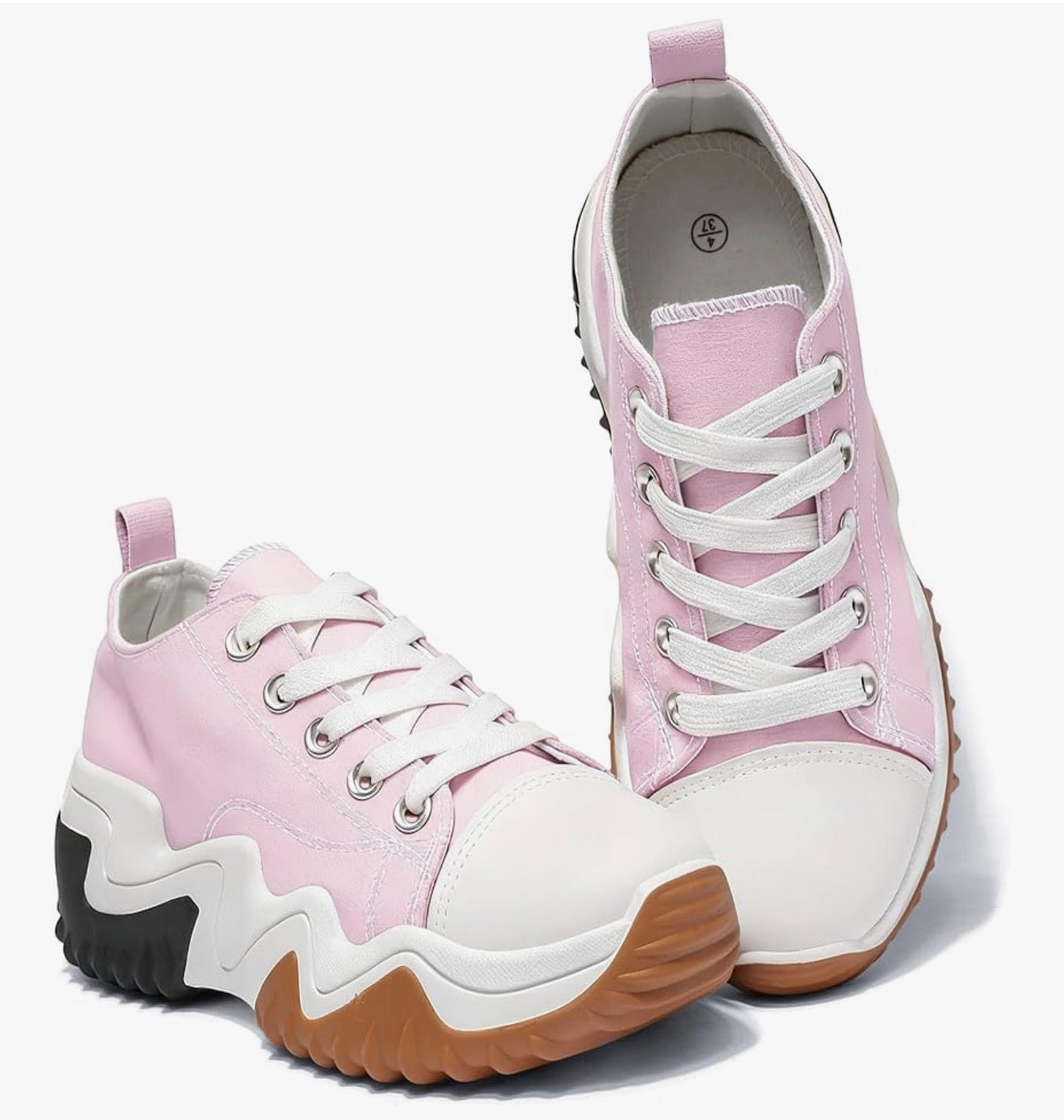 INNERSECT CO Women’s Chunky Platform Trainers – Canvas Lace-Up Sneakers with 5cm Thick Sole | Comfortable Casual Shoes for Travel & Daily Wear