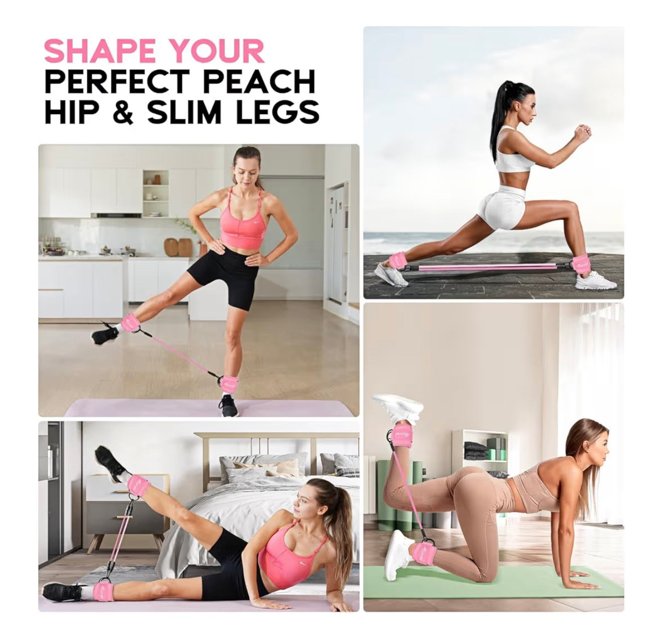 HPYGN Ankle Resistance Bands with Cuffs, Ankle Bands for Working Out, Resistance Bands for Leg Butt Training Gym Equipment for Kickbacks Hip Gluteus Training Exercises, Ankle Strap with Exercise Bands