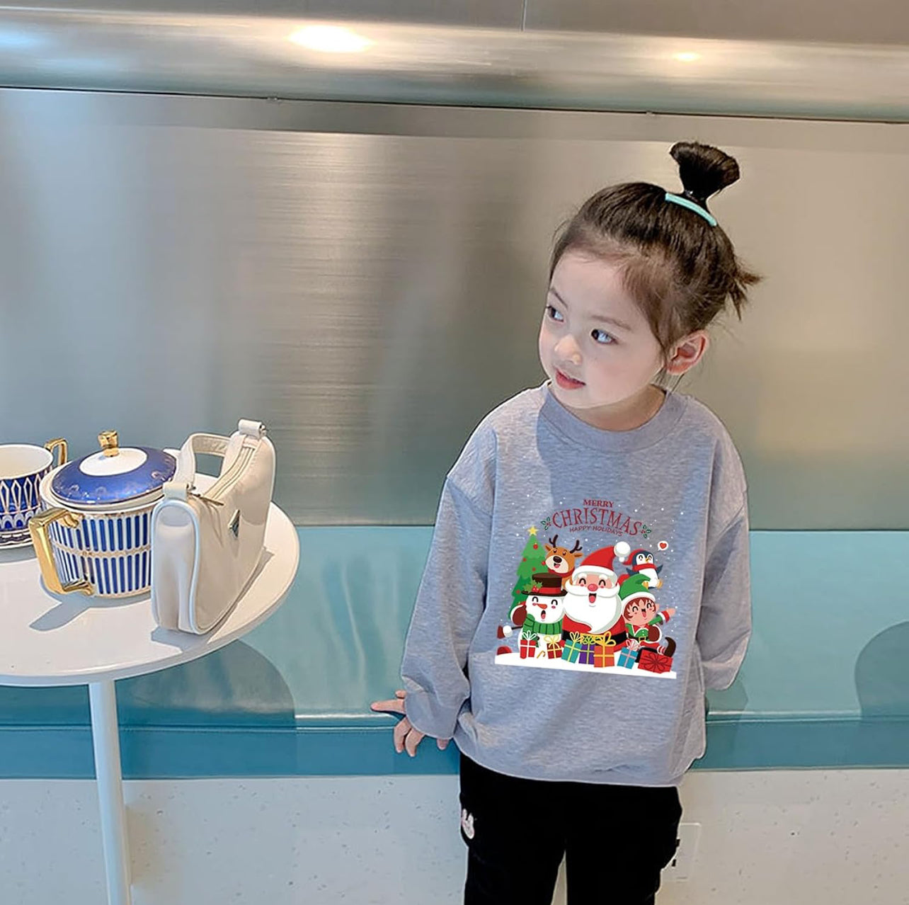 LXKA Boys Kids Christmas Jumper Sweatshirt Xmas Jumpers Reindeer Snowmen Santa Long Sleeve Tops Cotton T-Shirts Toddler Crew Neck Casual Winter Clothes Age 1-7 Years