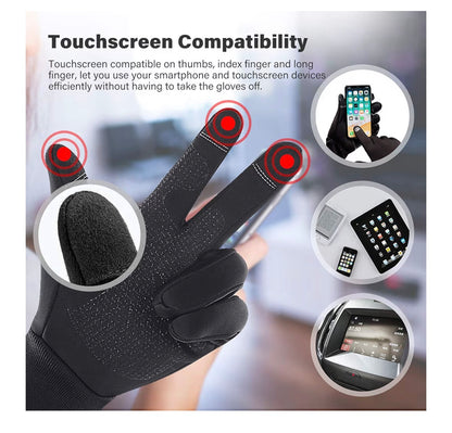 LERWAY Winter Warm Gloves, Touchscreen Gloves Windproof Water-Resistant Thermal Non-slip MTB Gloves Black for Men Women Running Driving Cycling Climbing Hiking Skiing