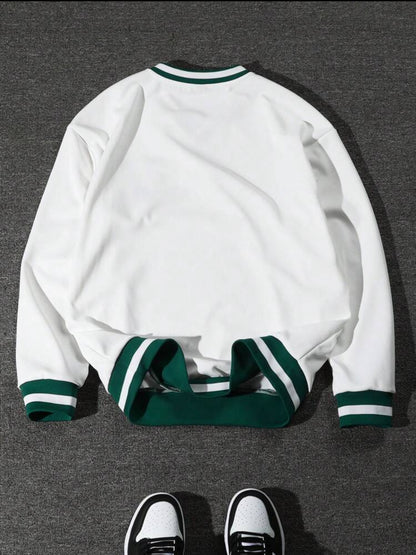 Manfinity Sporsity Men’s Loose V-Neck Y2K Jersey Sweatshirt – Casual Tennis-Inspired Style