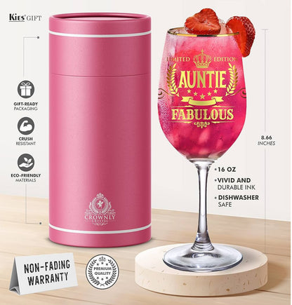 CROWNLY CRYSTAL® Gifts for Grandma Wine Glass Personalised Gifts for Women Mothers Day Gifts Grandma Wine Glasses Grandma Gifts Presents for Women Nanny Gifts from Grandchildren Birthday Gifts